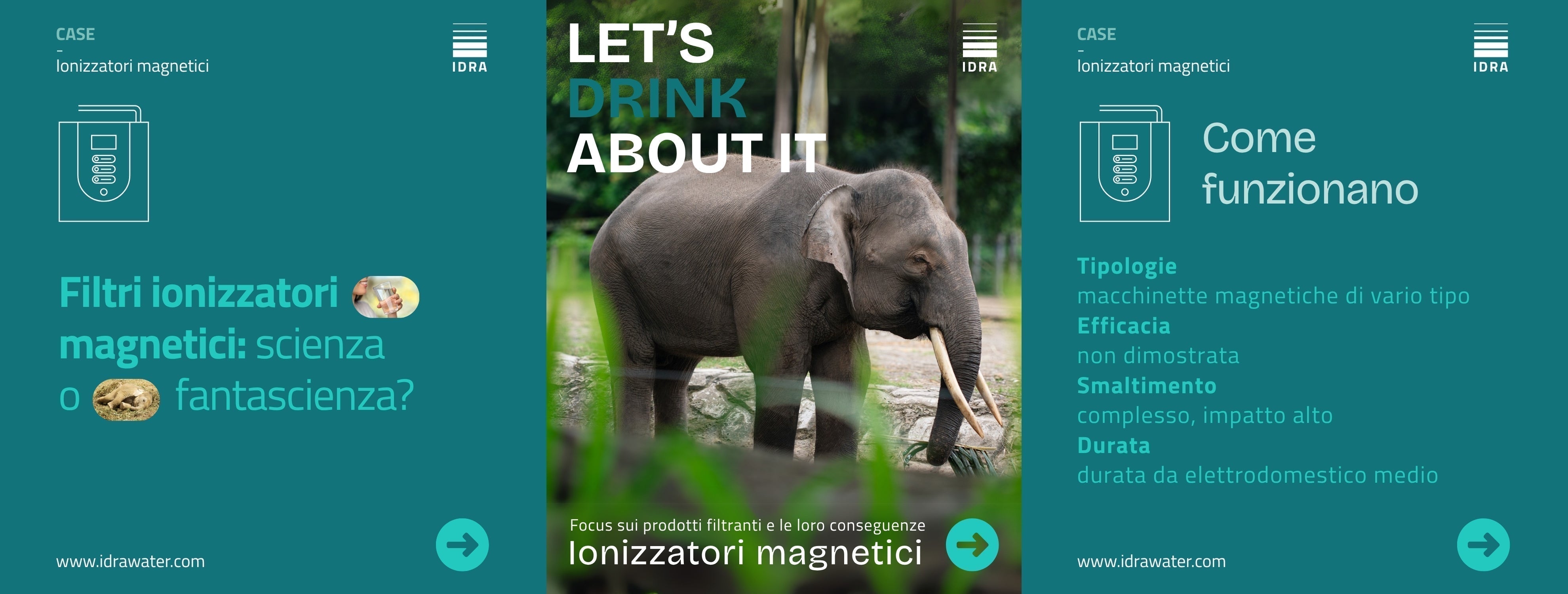 LET'S DRINK ABOUT IT - Copertina con tema dell'articolo: Elefante pigmeo del Borneo e filtri ionizzatori