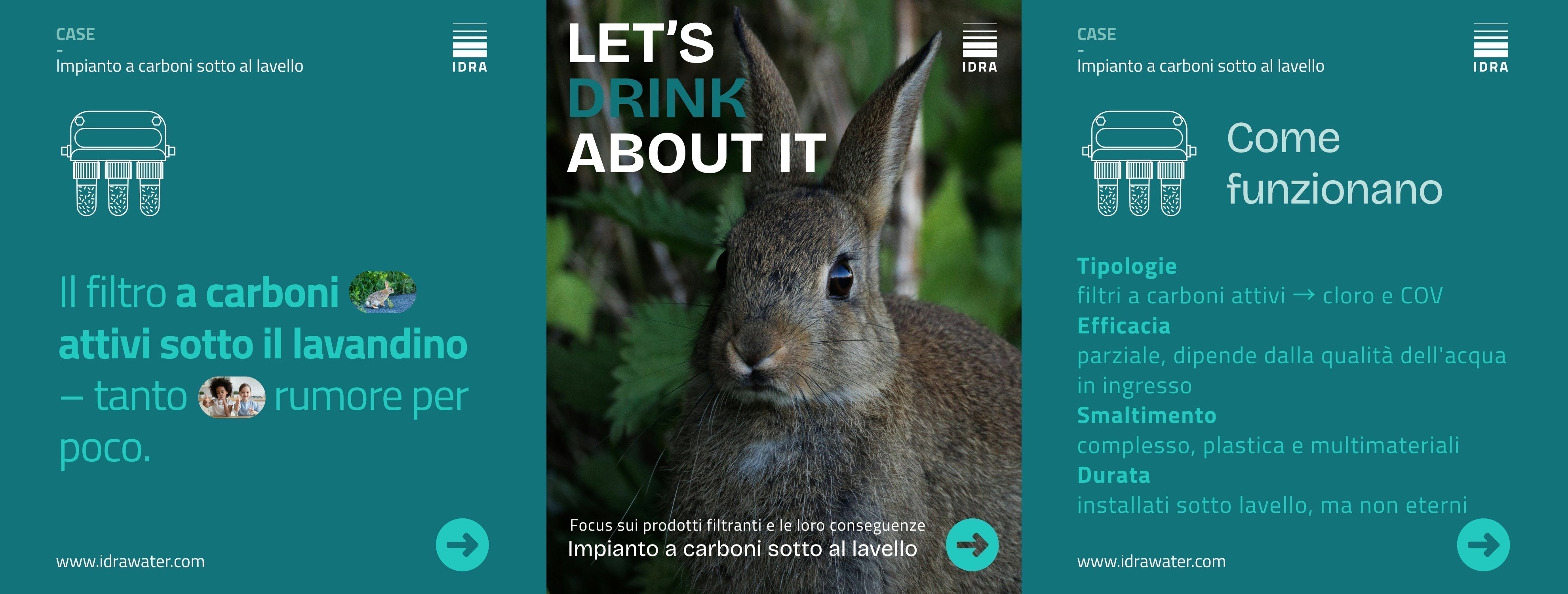 LET'S DRINK ABOUT IT - Copertina con tema dell'articolo: Coniglio del vulcano Zacatuche e carboni attivi sotto il lavandino come sistema di filtraggio